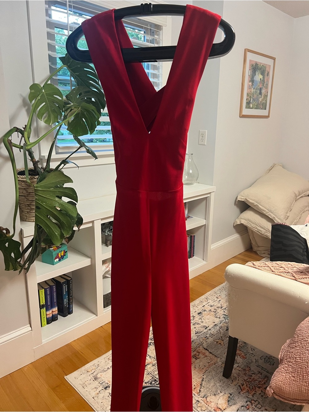 Lulu's Red V-Neck Sleeveless Jumpsuit
